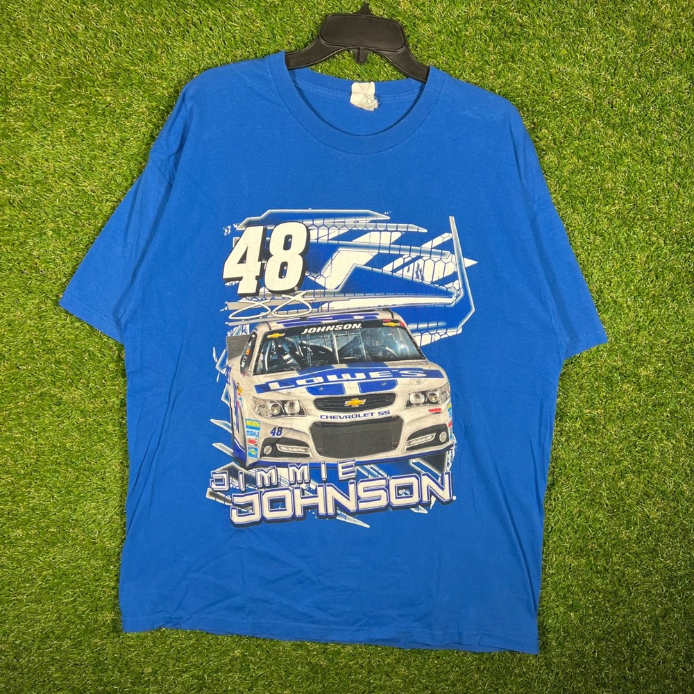 Jimmie Johnson‎ NASCAR 48 Lowes Chevrolet Racing T-Shirt Blue Mens XL Alstyle